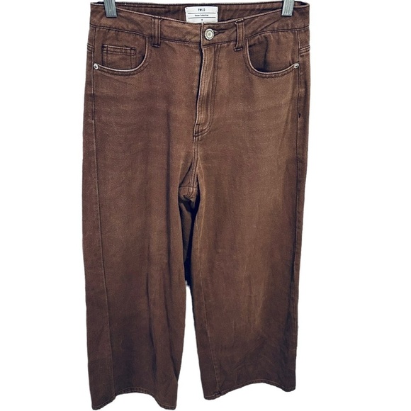 PMLO Pomelo Wide Leg Brown Lightweight Denim Jeans Medium Brown - Picture 1 of 8